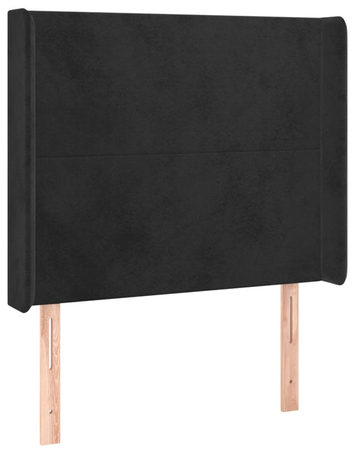 Încărcați imaginea în vizualizatorul Galerie, Tăblie de pat cu LED, negru, 103x16x118/128 cm, catifea - Lando
