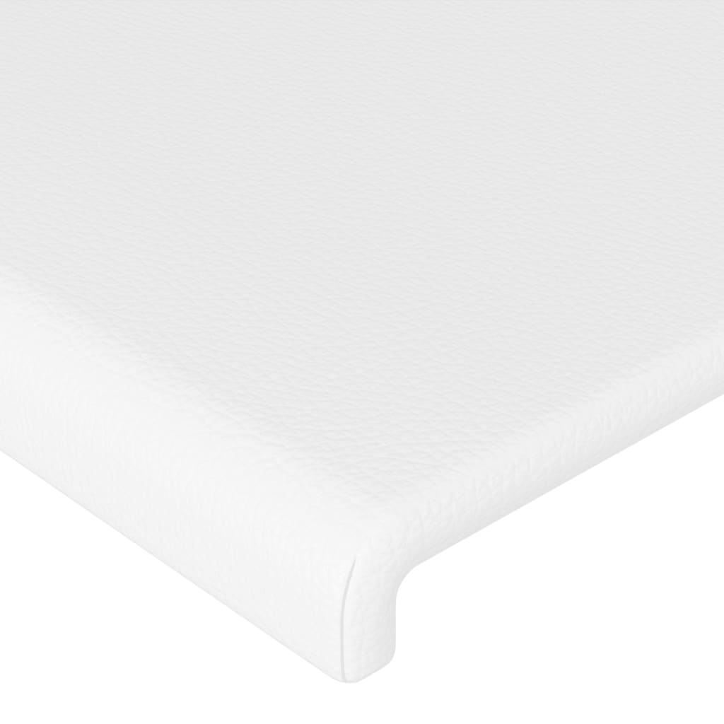 Tăblie de pat cu LED, alb, 203x16x118/128 cm, piele ecologică - Lando