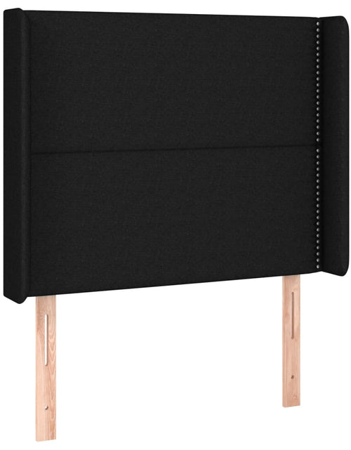 Încărcați imaginea în vizualizatorul Galerie, Tăblie de pat cu LED, negru, 83x16x118/128 cm, textil - Lando
