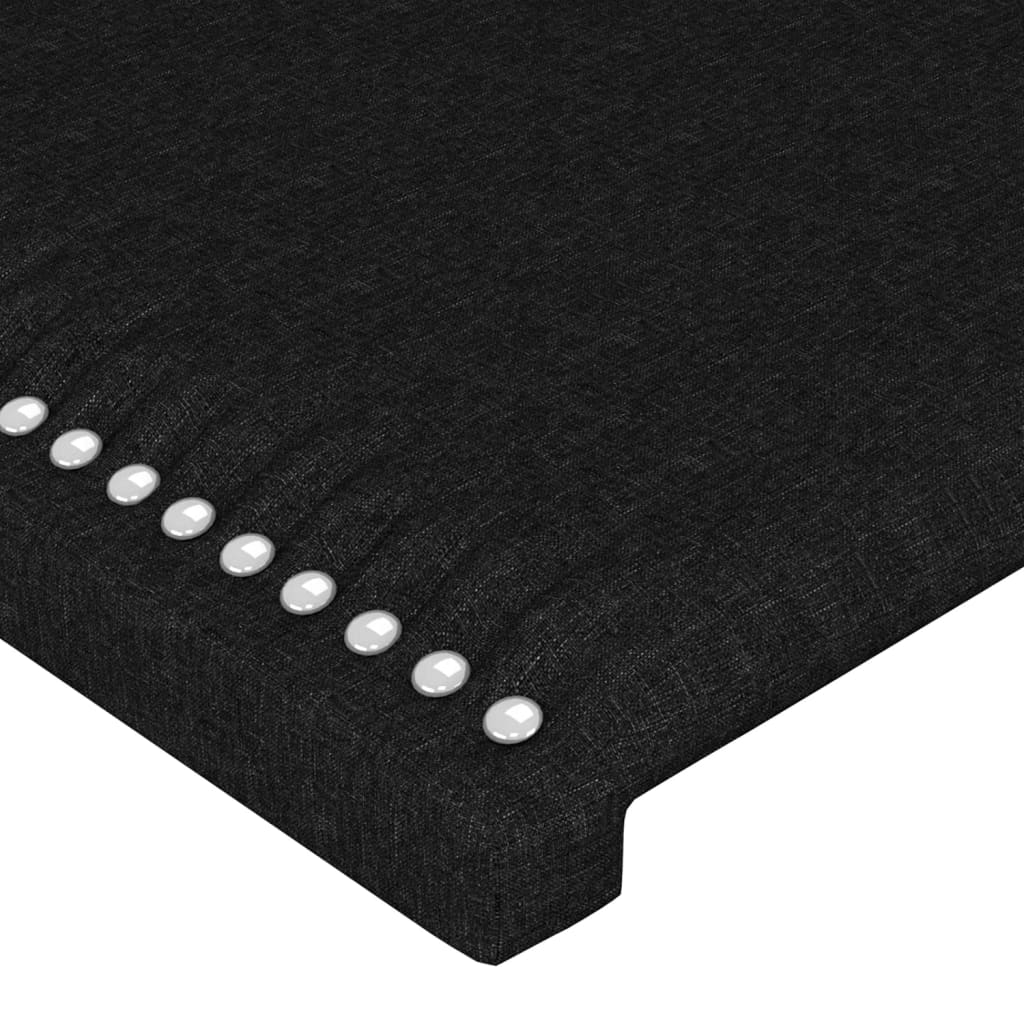 Tăblie de pat cu LED, negru, 83x16x118/128 cm, textil - Lando