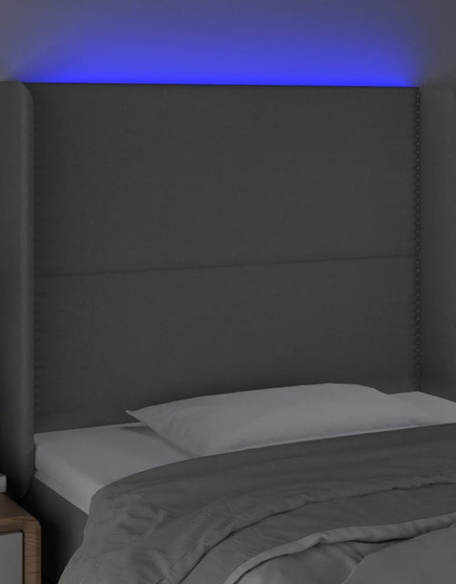 Загрузите изображение в средство просмотра галереи, Tăblie de pat cu LED, gri deschis, 93x16x118/128 cm, textil - Lando
