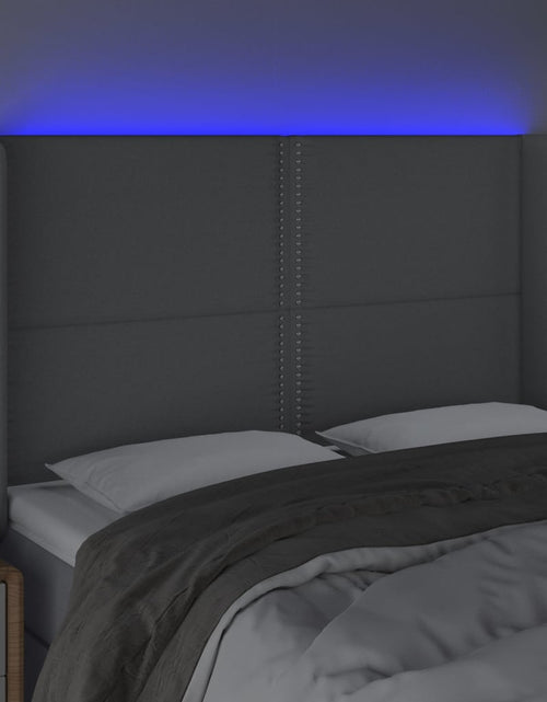 Загрузите изображение в средство просмотра галереи, Tăblie de pat cu LED, gri deschis, 147x16x118/128 cm, textil - Lando
