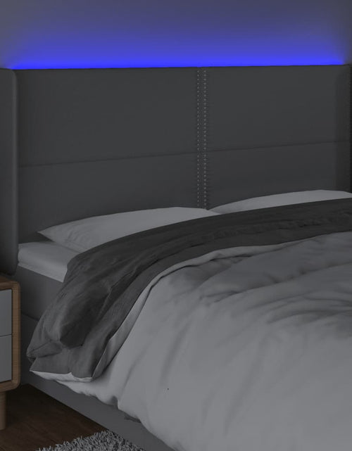 Încărcați imaginea în vizualizatorul Galerie, Tăblie de pat cu LED, gri deschis, 203x16x118/128 cm, textil - Lando
