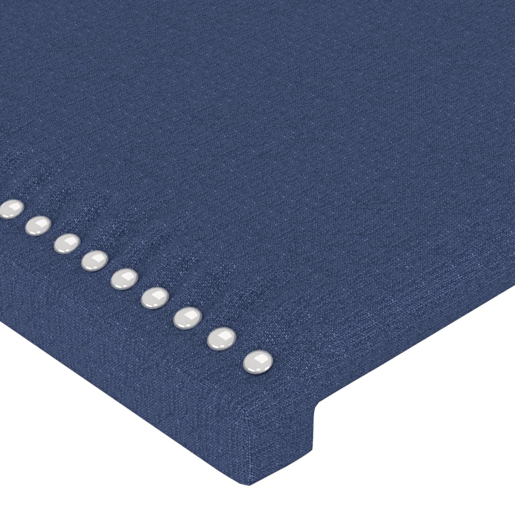 Tăblie de pat cu LED, albastru, 203x16x118/128 cm, textil - Lando