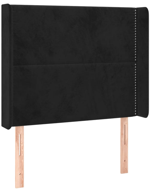 Încărcați imaginea în vizualizatorul Galerie, Tăblie de pat cu LED, negru, 83x16x118/128 cm, catifea - Lando
