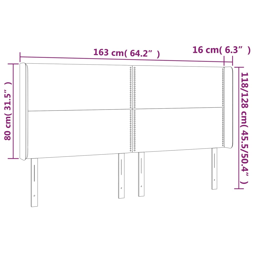 Tăblie de pat cu LED, cappuccino, 163x16x118/128 cm, piele eco - Lando