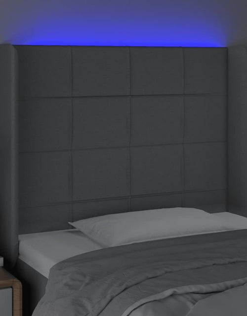 Загрузите изображение в средство просмотра галереи, Tăblie de pat cu LED, gri deschis, 83x16x118/128 cm, textil - Lando
