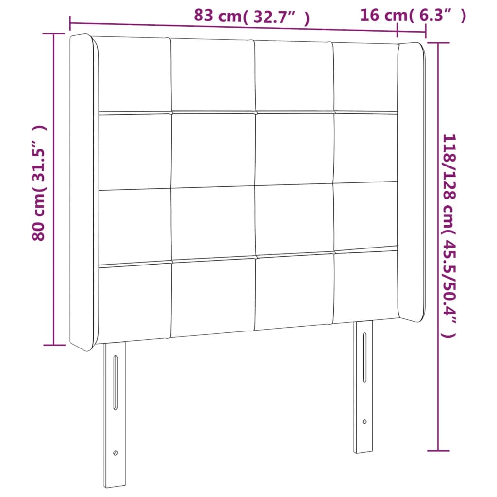 Tăblie de pat cu LED, gri deschis, 83x16x118/128 cm, textil - Lando