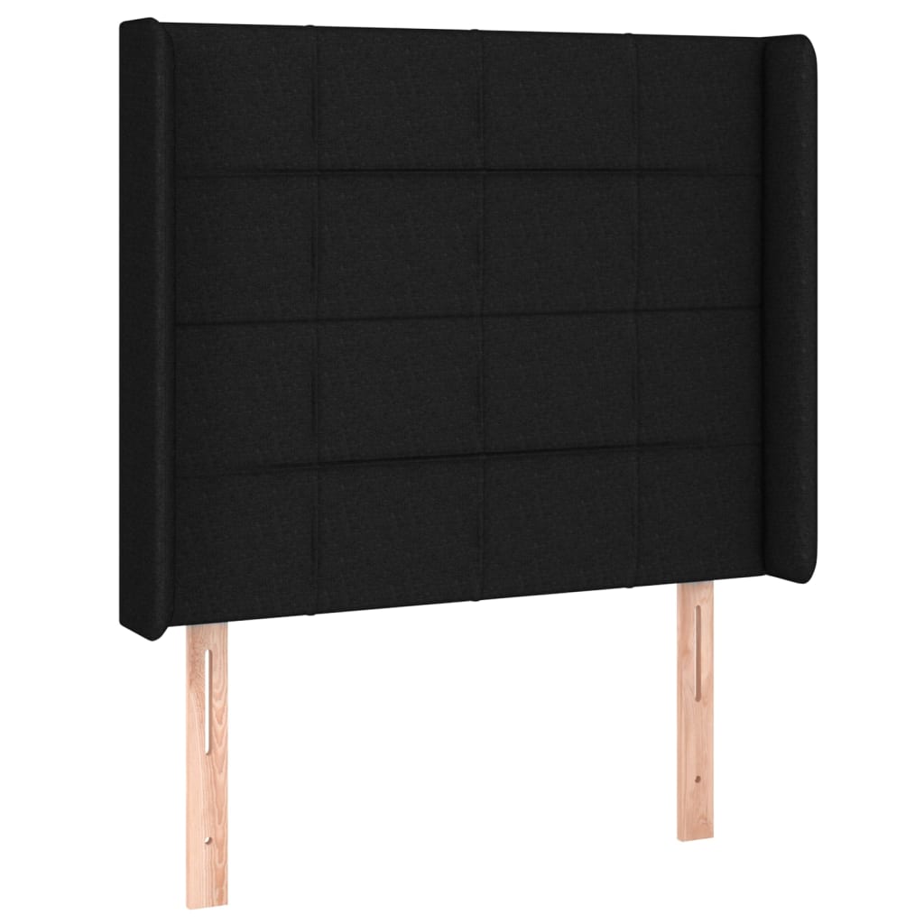 Tăblie de pat cu LED, negru, 103x16x118/128 cm, textil - Lando