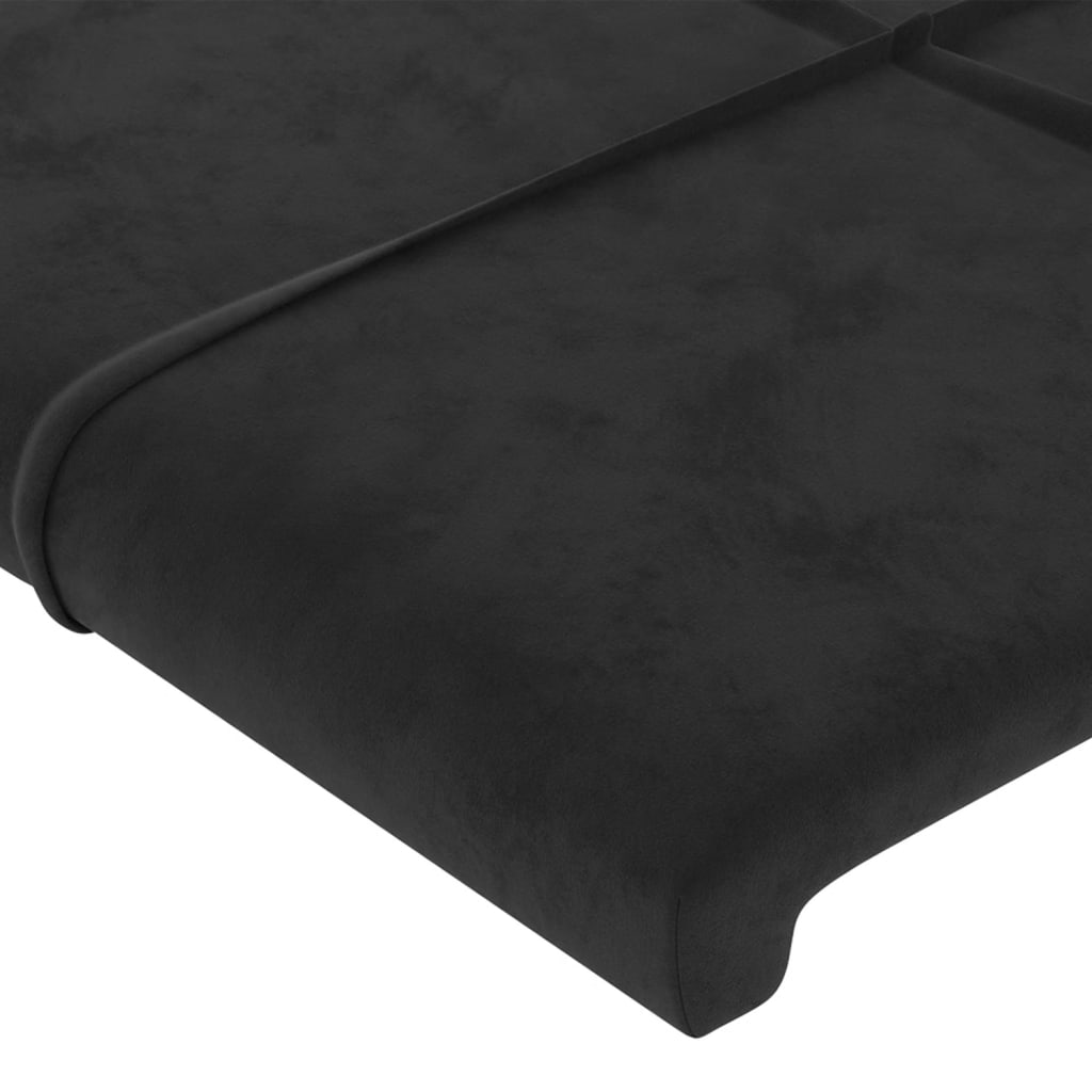 Tăblie de pat cu LED, negru, 203x16x118/128 cm, catifea - Lando