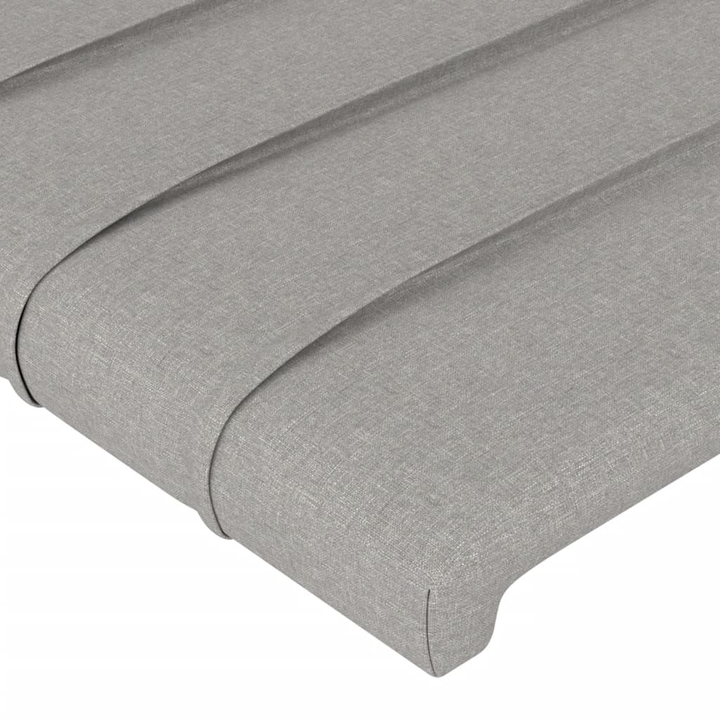 Tăblie de pat cu LED, gri deschis, 203x16x118/128 cm, textil - Lando