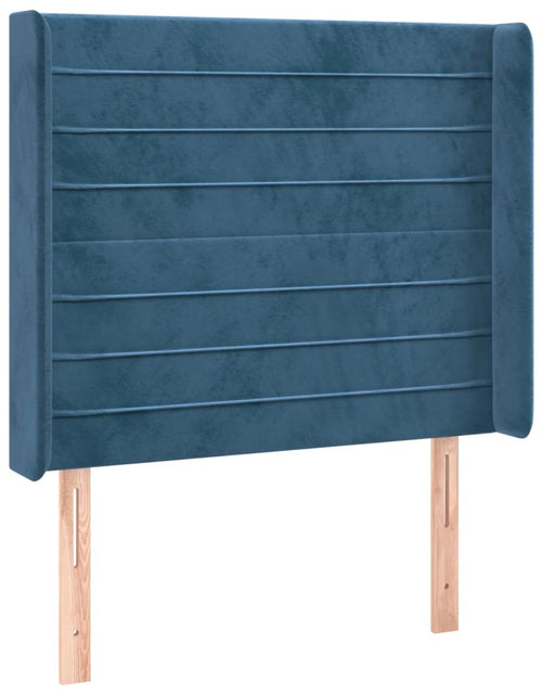 Încărcați imaginea în vizualizatorul Galerie, Tăblie de pat cu LED, albastru închis, 103x16x118/128cm catifea - Lando
