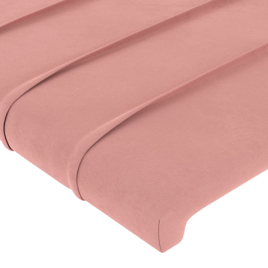 Tăblie de pat cu LED, roz, 203x16x118/128 cm, catifea - Lando