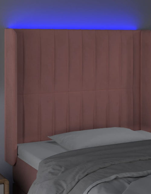 Загрузите изображение в средство просмотра галереи, Tăblie de pat cu LED, roz, 103x16x118/128 cm, catifea - Lando
