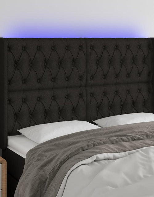 Загрузите изображение в средство просмотра галереи, Tăblie de pat cu LED, negru, 147x16x118/128 cm, textil - Lando
