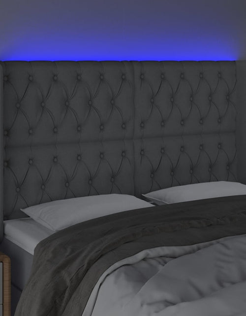 Încărcați imaginea în vizualizatorul Galerie, Tăblie de pat cu LED, gri deschis, 163x16x118/128 cm, textil - Lando
