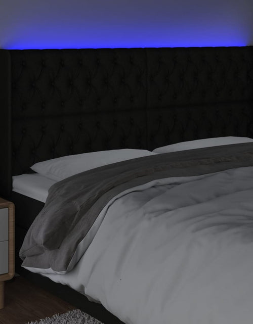 Загрузите изображение в средство просмотра галереи, Tăblie de pat cu LED, negru, 183x16x118/128 cm, textil - Lando
