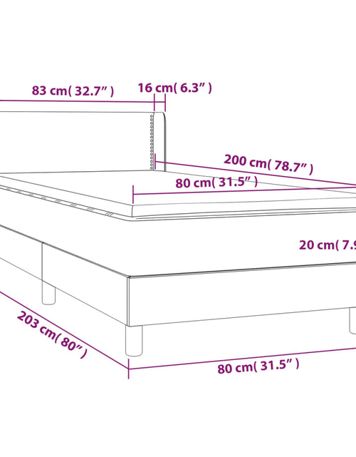 Încărcați imaginea în vizualizatorul Galerie, Pat box spring cu saltea, gri închis, 80x200 cm, textil - Lando
