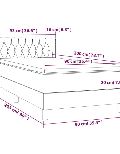 Încărcați imaginea în vizualizatorul Galerie, Pat box spring cu saltea, gri închis, 90x200 cm, textil - Lando
