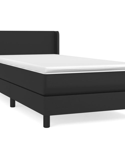 Încărcați imaginea în vizualizatorul Galerie, Pat box spring cu saltea, negru, 90x190 cm, piele ecologică - Lando
