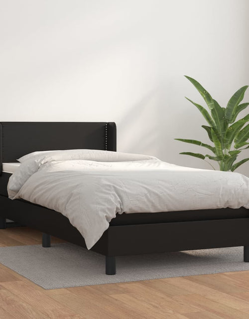 Încărcați imaginea în vizualizatorul Galerie, Pat box spring cu saltea, negru, 90x190 cm, piele ecologică - Lando
