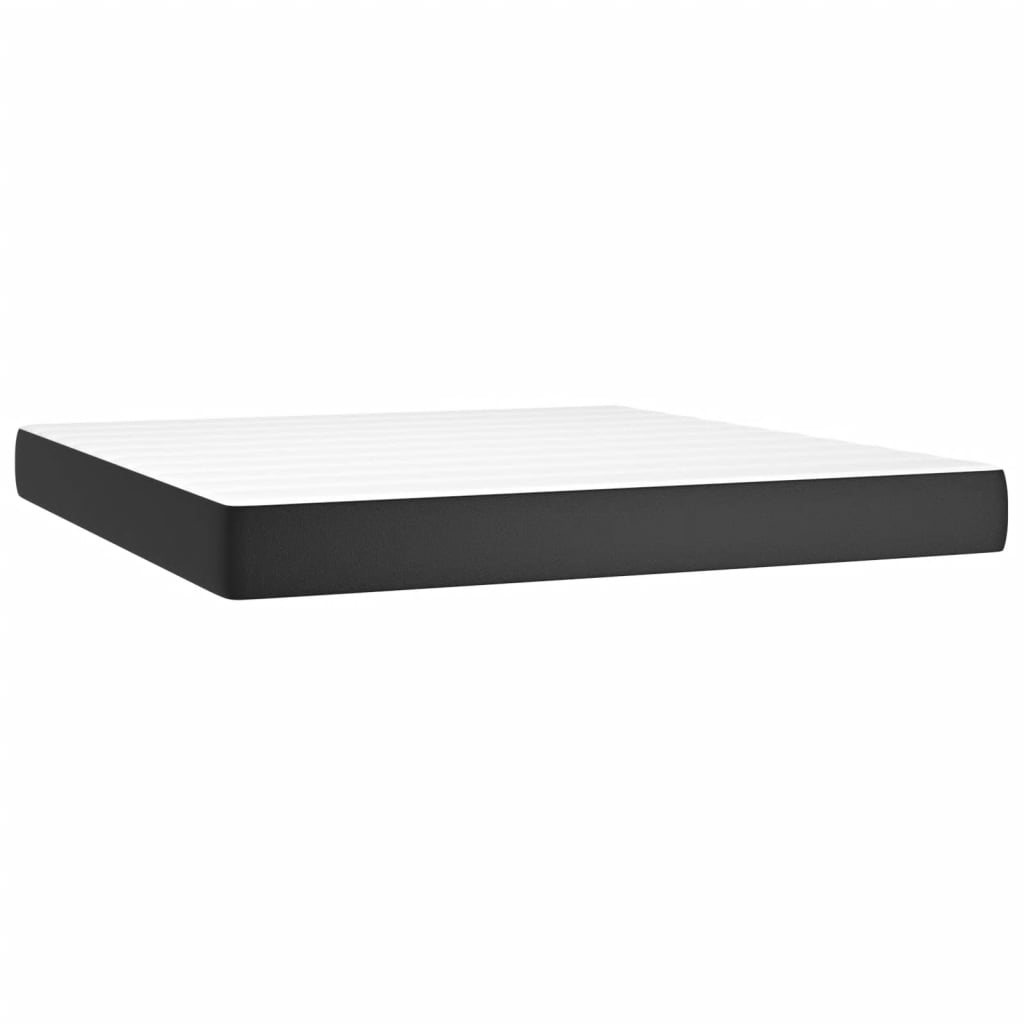 Pat box spring cu saltea, negru, 180x200 cm, piele ecologică - Lando