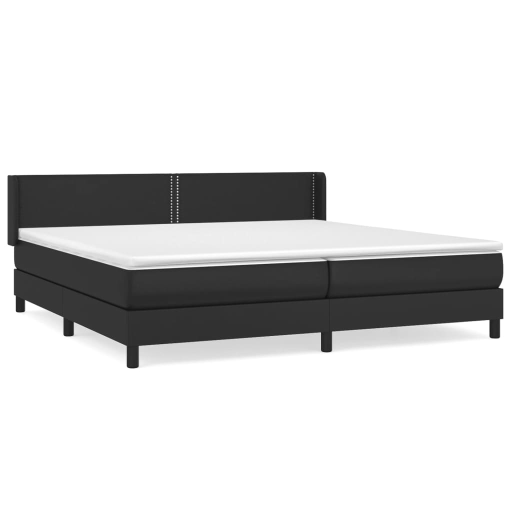 Pat box spring cu saltea, negru, 200x200 cm, piele ecologică - Lando