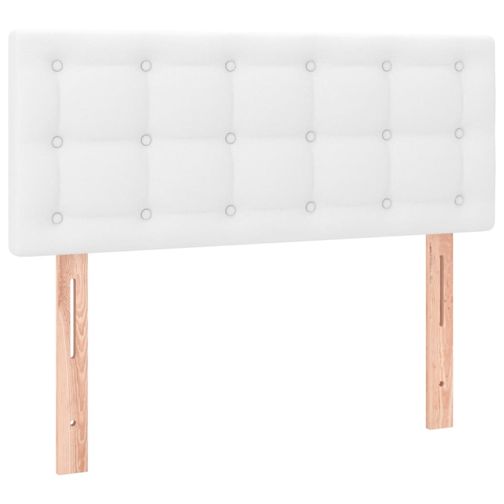 Pat box spring cu saltea, alb, 90x200 cm, piele ecologică - Lando