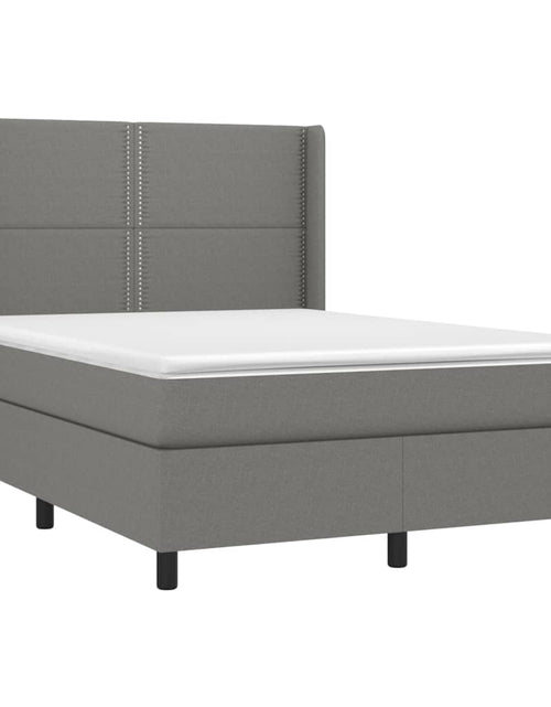 Загрузите изображение в средство просмотра галереи, Pat box spring cu saltea, gri închis, 140x190 cm, textil - Lando
