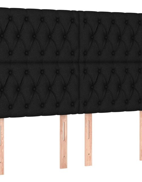 Încărcați imaginea în vizualizatorul Galerie, Pat box spring cu saltea, negru, 140x200 cm, textil - Lando

