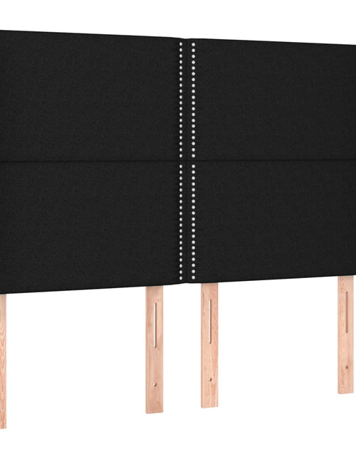 Încărcați imaginea în vizualizatorul Galerie, Pat cu arcuri, saltea și LED, negru, 140x200 cm, textil - Lando
