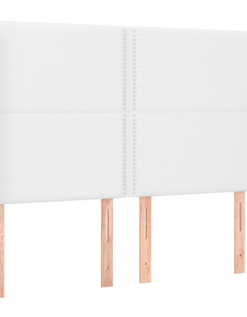 Загрузите изображение в средство просмотра галереи, Pat box spring cu saltea, alb, 140x190 cm, piele ecologică - Lando
