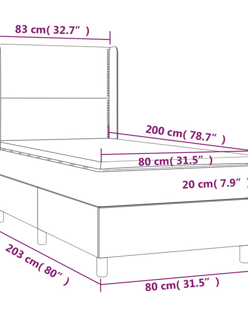 Загрузите изображение в средство просмотра галереи, Pat continental cu saltea și LED, gri închis, 80x200 cm catifea - Lando
