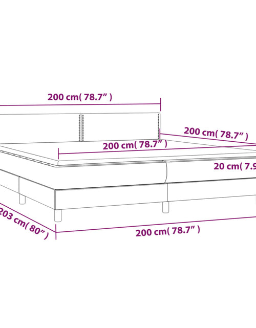 Загрузите изображение в средство просмотра галереи, Pat cu arcuri, saltea și LED, gri, 200x200 cm, piele ecologică - Lando
