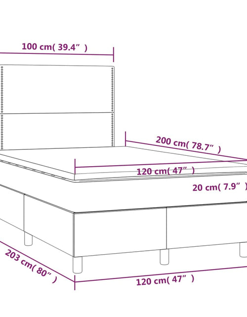 Загрузите изображение в средство просмотра галереи, Pat cu arcuri, saltea și LED, gri taupe, 120x200 cm, textil - Lando
