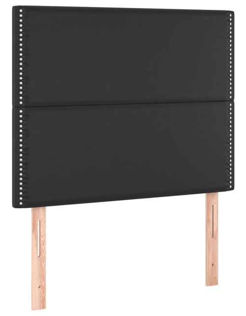Încărcați imaginea în vizualizatorul Galerie, Pat continental cu saltea &amp; LED, negru, 80x200 cm, piele eco - Lando
