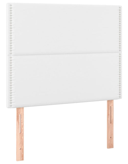 Încărcați imaginea în vizualizatorul Galerie, Pat cu arcuri, cu saltea și LED, alb, 90x200 cm, piele eco - Lando
