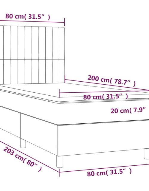 Încărcați imaginea în vizualizatorul Galerie, Pat continental cu saltea și LED, gri închis, 80x200 cm catifea - Lando
