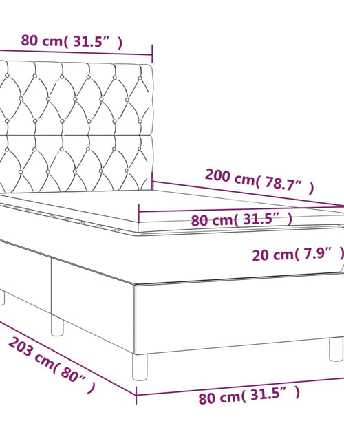 Загрузите изображение в средство просмотра галереи, Pat continental cu saltea și LED, gri închis, 80x200 cm catifea - Lando
