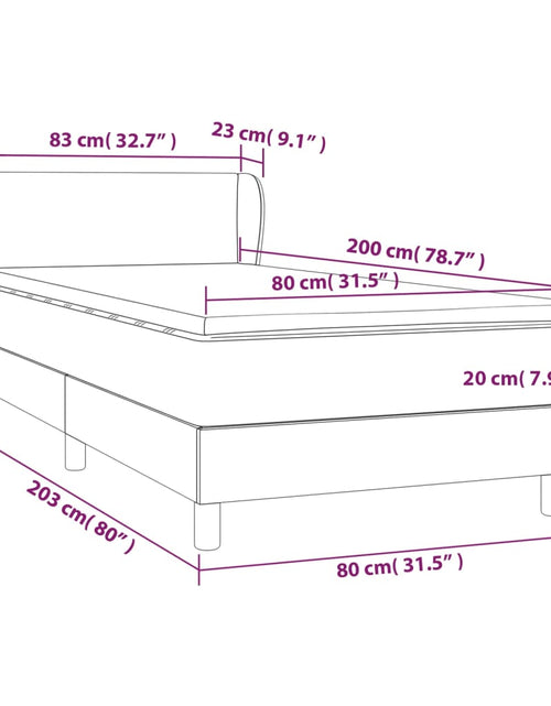 Încărcați imaginea în vizualizatorul Galerie, Pat box spring cu saltea, gri închis, 80x200 cm, textil - Lando
