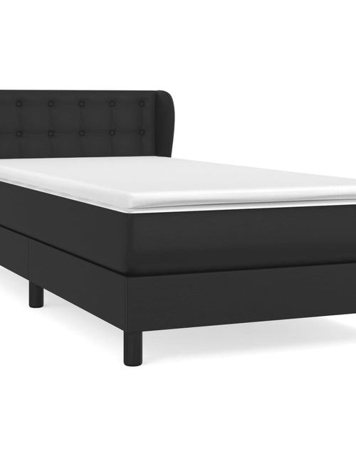 Încărcați imaginea în vizualizatorul Galerie, Pat box spring cu saltea, negru, 90x190 cm, piele ecologică - Lando
