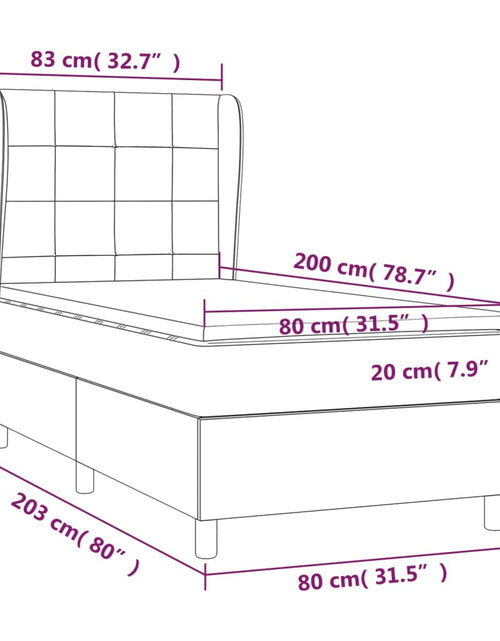 Загрузите изображение в средство просмотра галереи, Pat box spring cu saltea, gri închis, 80x200 cm, textil - Lando
