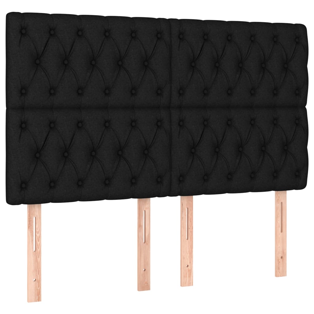 Pat box spring cu saltea, negru, 140x190 cm, textil - Lando