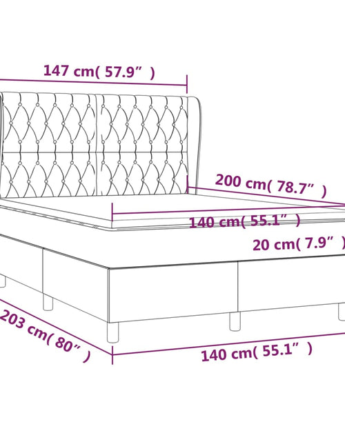 Încărcați imaginea în vizualizatorul Galerie, Pat box spring cu saltea, gri închis, 140x200 cm, textil - Lando
