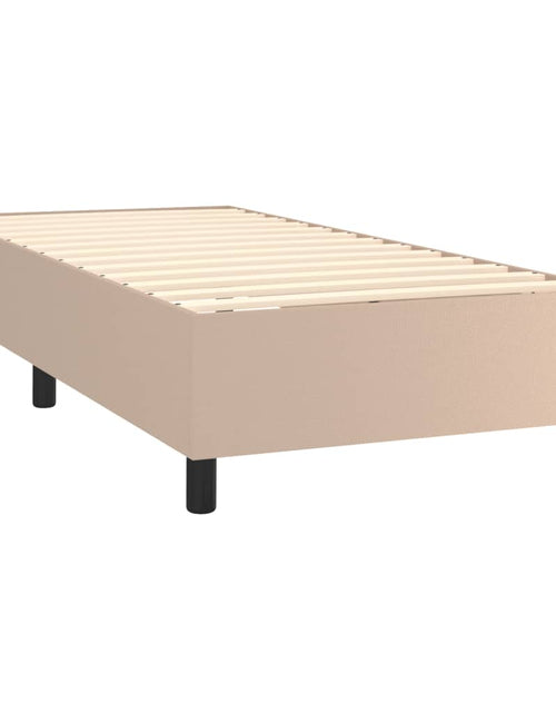 Загрузите изображение в средство просмотра галереи, Pat box spring cu saltea, cappuccino, 80x200 cm piele ecologică - Lando
