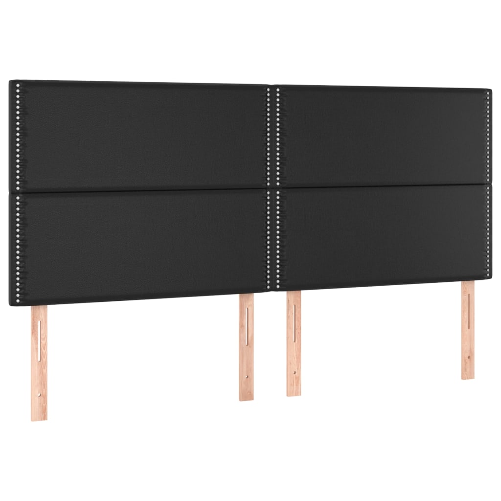 Pat box spring cu saltea, negru, 200x200 cm, piele ecologică - Lando