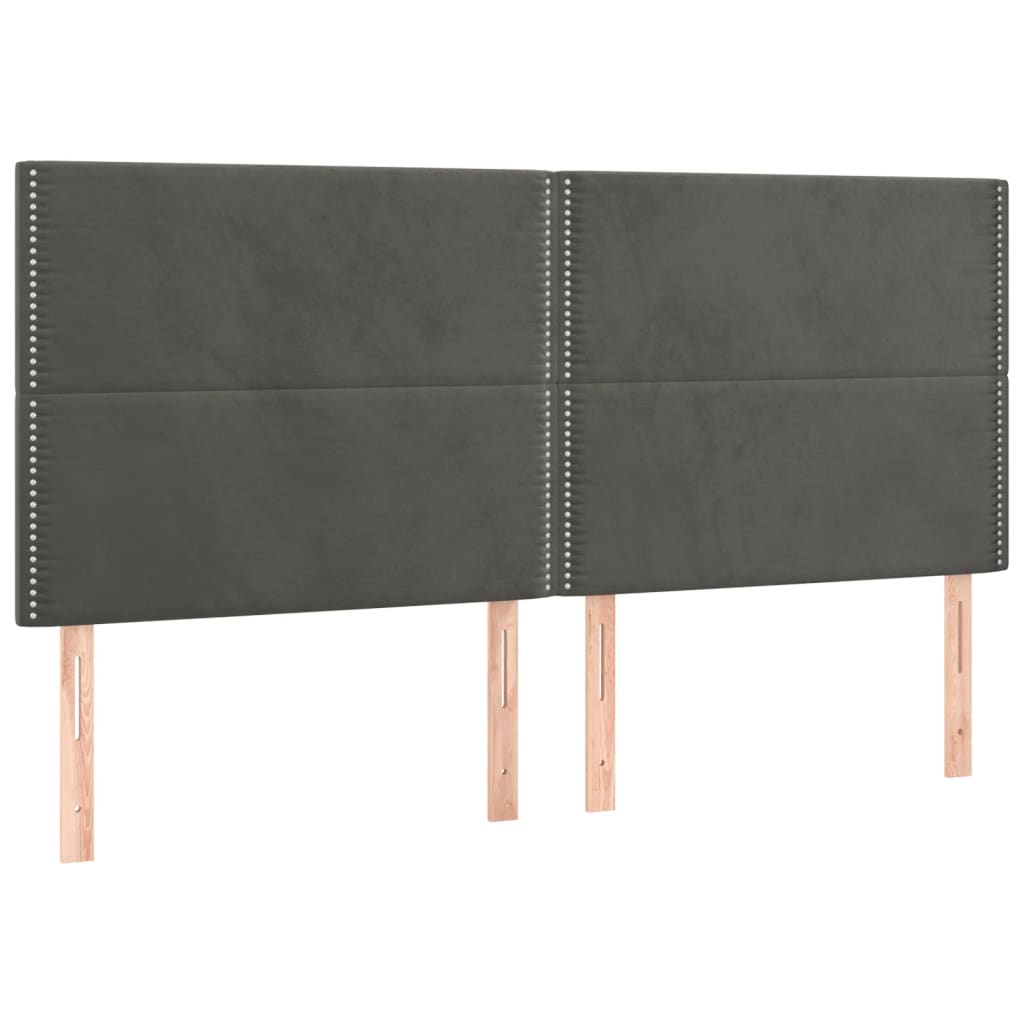 Pat box spring cu saltea, gri închis, 180x200 cm, catifea - Lando