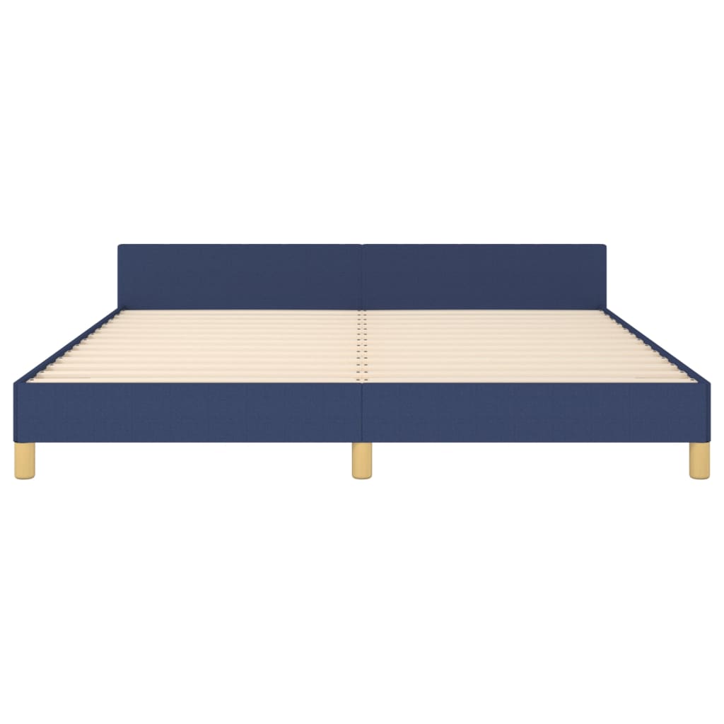 Cadru de pat cu tăblie, albastru, 160x200 cm, textil - Lando