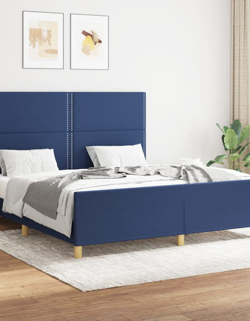 Загрузите изображение в средство просмотра галереи, Cadru de pat cu tăblie, albastru, 160x200 cm, textil - Lando
