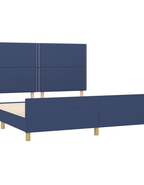 Încărcați imaginea în vizualizatorul Galerie, Cadru de pat cu tăblie, albastru, 180x200 cm, textil - Lando
